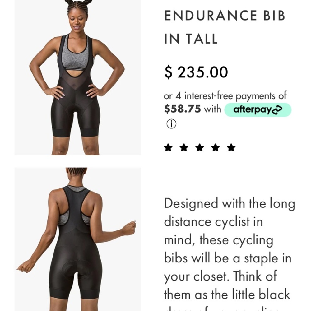 Black Tall Small cycling performance bibs